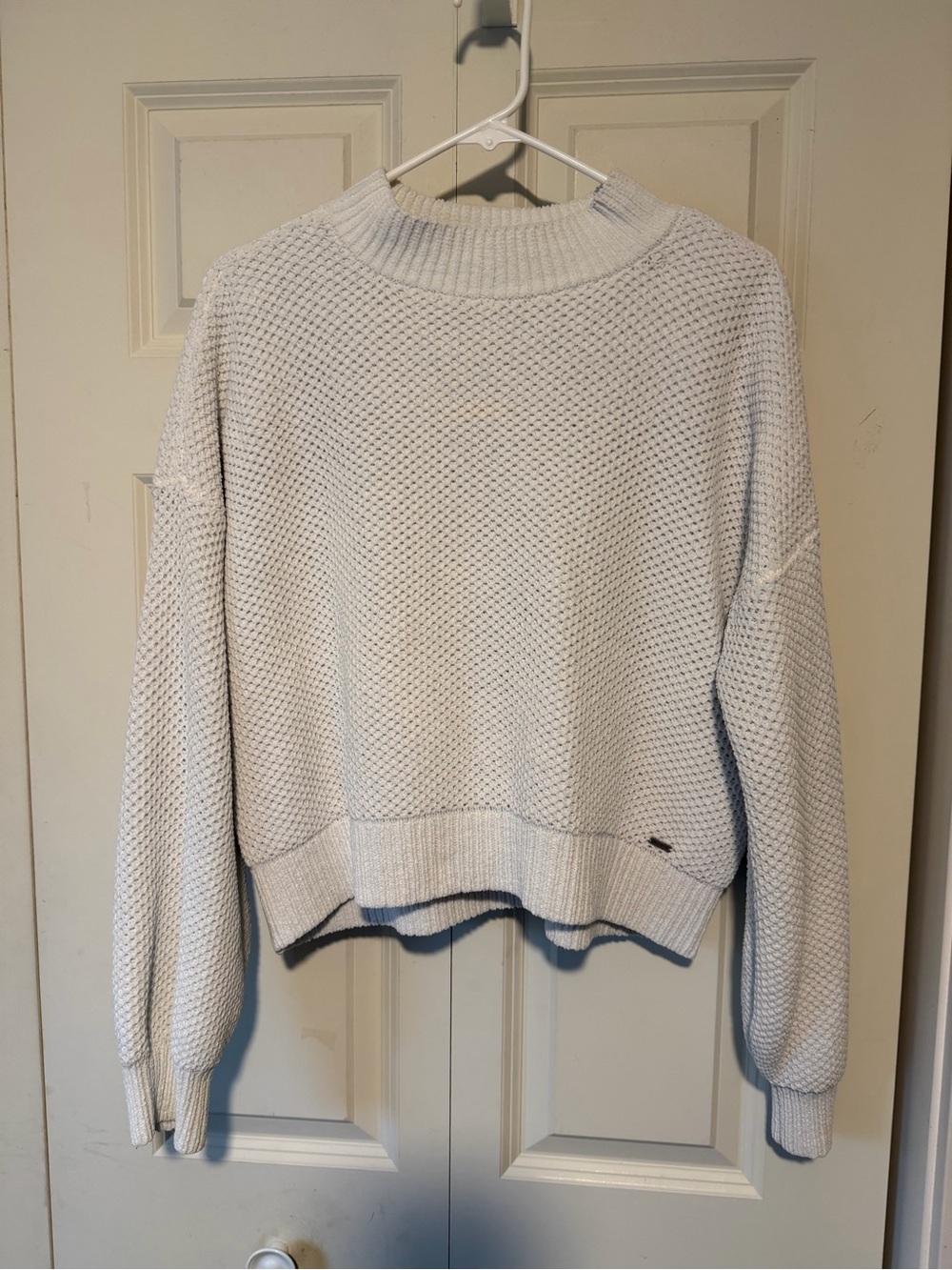 Hollister Light white Textured Crewneck Sweater